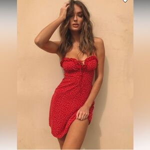 New without Tags Love Birds Summer Red Floral Mini Dress NWT